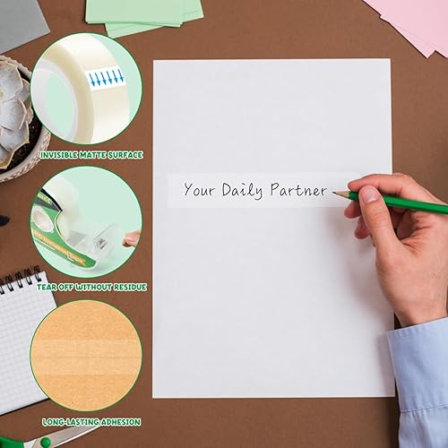 Miniatura 5 de Rollo de cinta invisible transparente, paquete de 6 cintas de envoltura invisible con dispensadores, 710 x 1000 pulgadas, cinta de regalo para