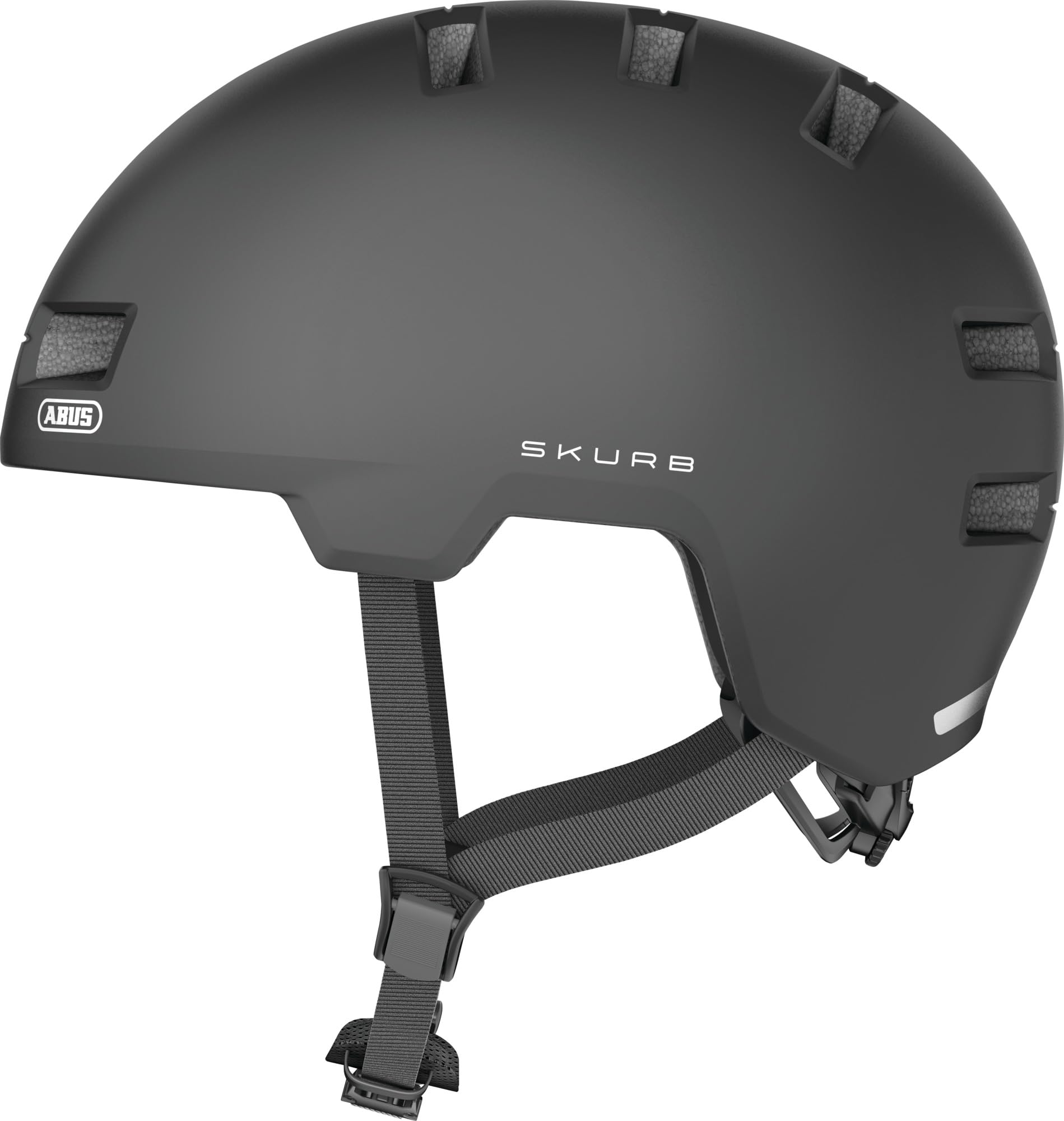 ABUS Casque Urbain Skurb, Gris Foncé Mat, Taille S | Casque skate robuste, technologie In-Mold, réglable avec place pour tresse, 12 aérations