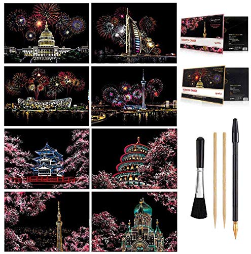 Scratch & Sketch Art Paper A4 for Kids & Adults, Rainbow Painting Night