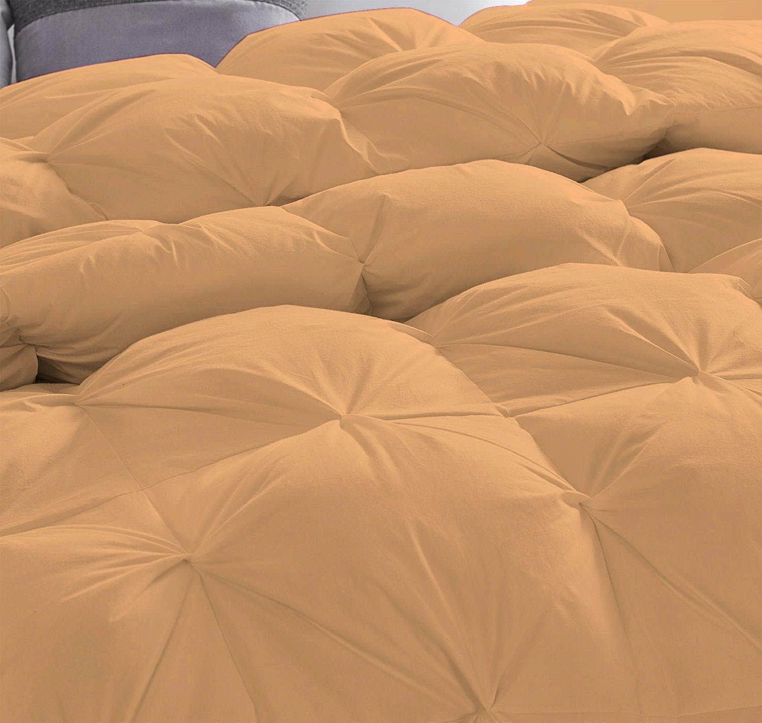 Tony's Textiles 3 PC Pinch Pleated Comforter Set Premium Super Soft 600 GSM All Season Pintuck 1000 Thread Count | 100% Egyptian Cotton Super Soft - Super King Size, Sand Color