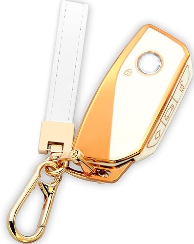 Funda para llavero para BMW 2023, nueva serie 7, 760i, X7, IX, XM, X1, accesorios con llaveros dorados (blanco)