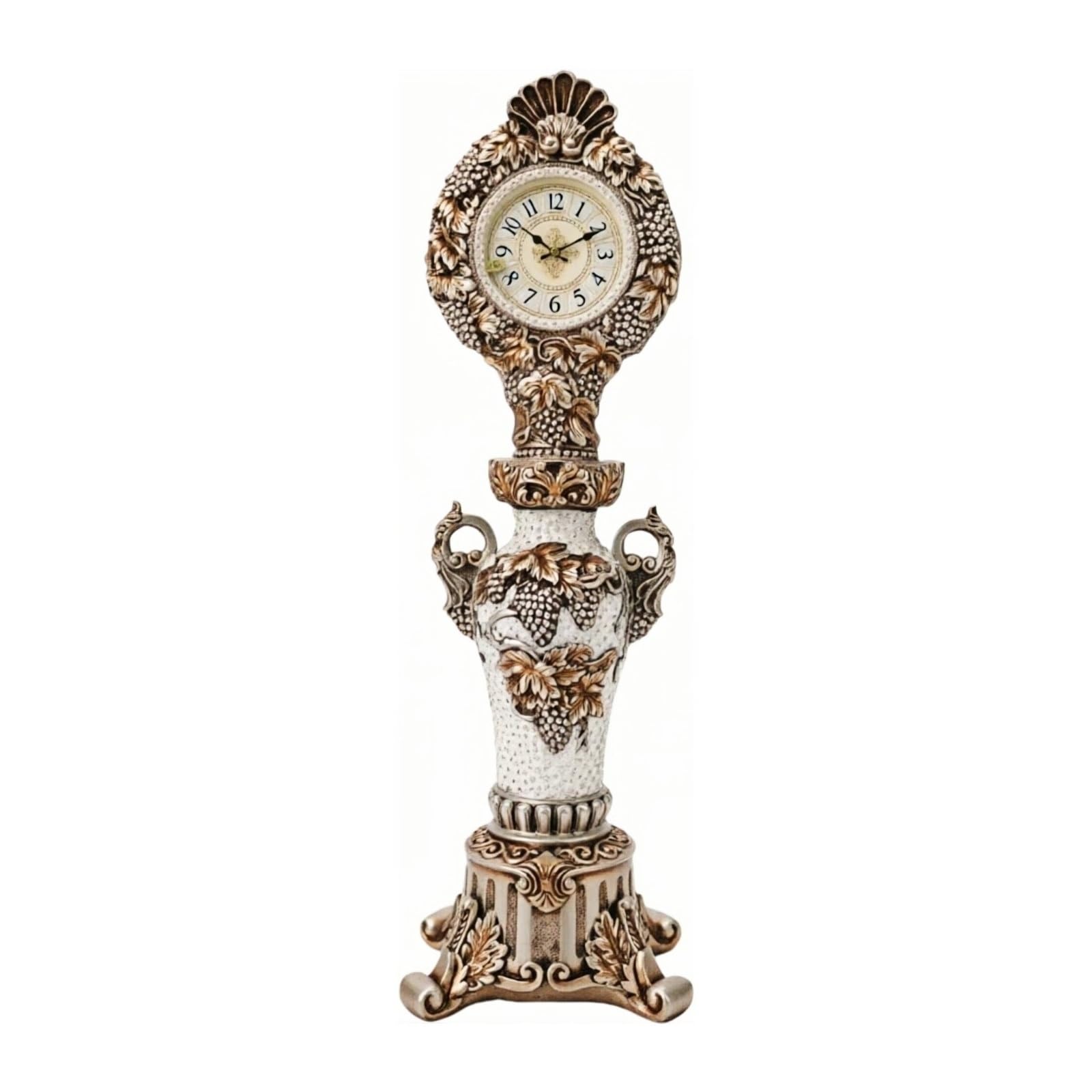 CYairong-22 Grandfather Clock Floor Clock Quartz Silent European Style Ornate for Living Room and Home Pendulum(White)