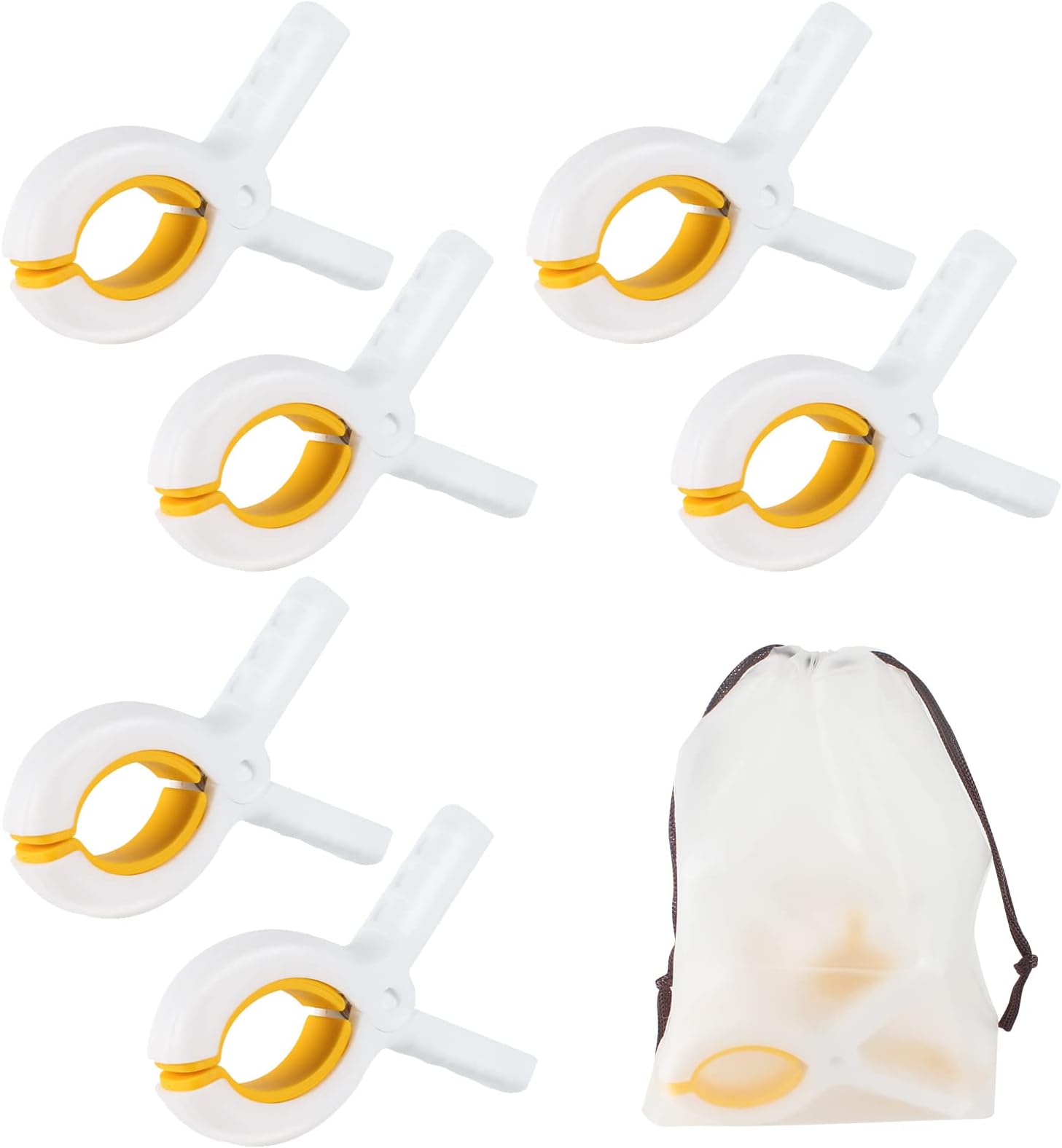 6pcs Towel Clips for Sun Loungers Large Beach Towel Clips Strong Grip Clothes Pegs Non-Slip Towel Pegs for Sun Lounger, Washing Line, Laundry, Pool Chairs, Sunbeds, with Drawstring Organizer