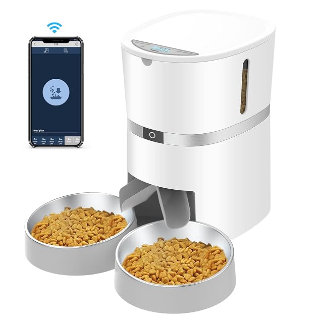 2.4G WiFi Comedero Automático para Gatos y Perros & Múltiples Mascotas,Dispensador de Comida con Control…