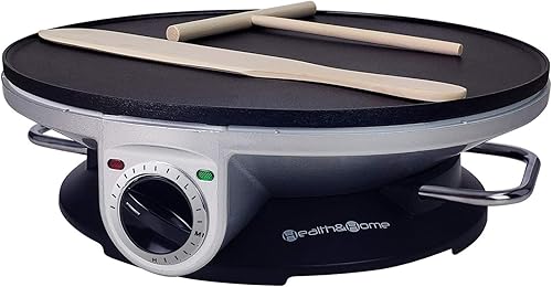 Crepe Maker - Máquina de crepes de 13 pulgadas y plancha eléctrica y sartén antiadherente para crepes (plateado-A)
