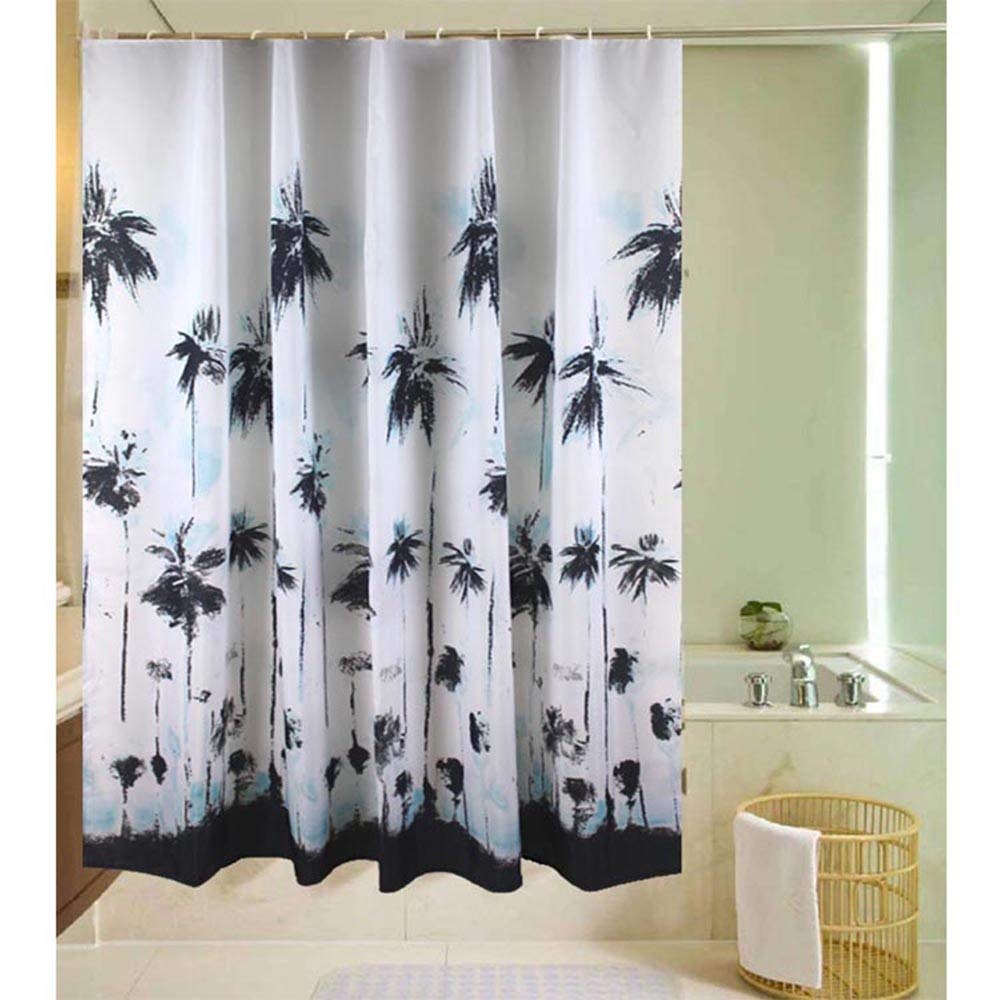 Rideau de douche en polyester anti-éclaboussures bleu imperméable - 2