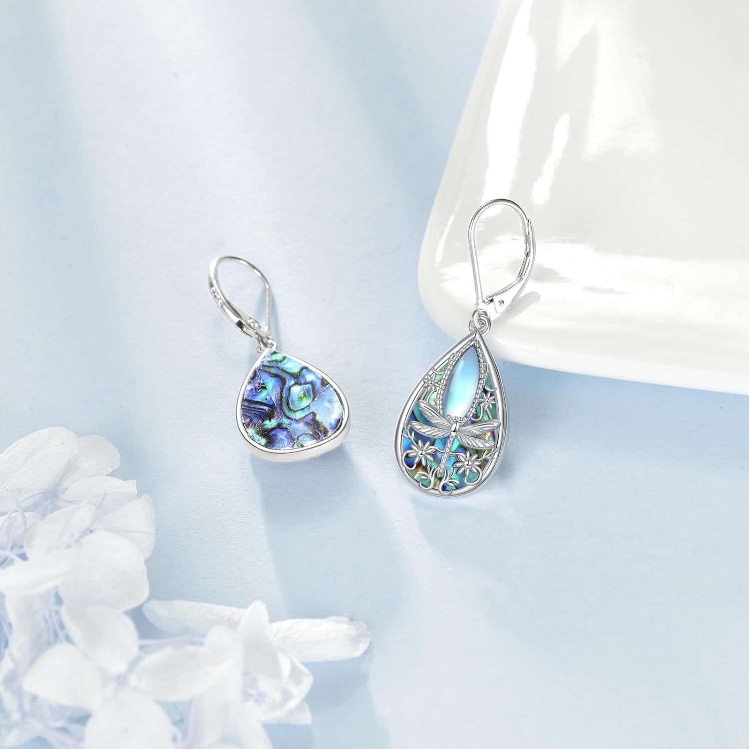 Dragonfly Earrings 925 Sterling Silver Abalone Shell Filigree Earrings Dragonfly Jewelry Gifts for Women - Image 2