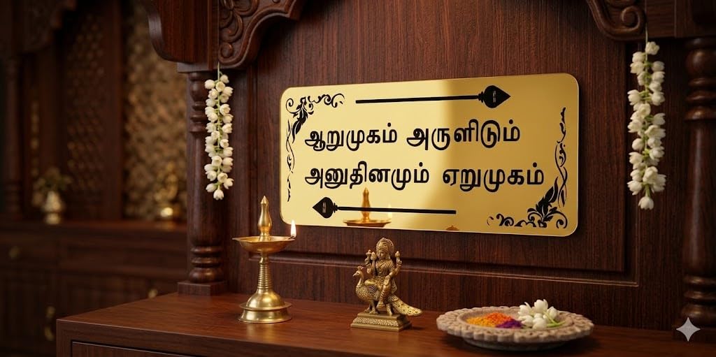 Lord Murugan Wall Sticker Home Spiritual Quote Wall Hanging Best Home Door Name Plate with Golden Acrylic Solid Letters Lord murugan Wall Poster Sticker - Murugan — Amazon image 3