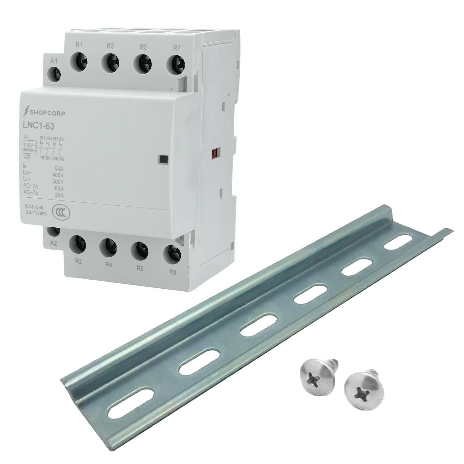 4 Pole Contactor 120v Coil Normally Closed 40 amp IEC 400V AC Contactor with 110/120VAC Coil - Inductive 20A and Resistive 40A (Silent Operation) | Includes DIN Rail and Phillips Screws
