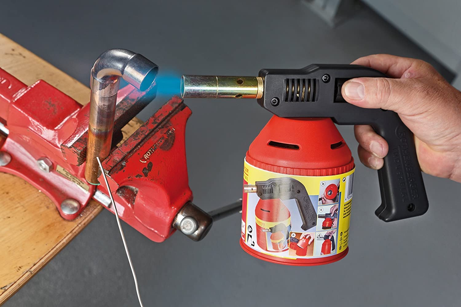 ROTHENBERGER Industrial Lötlampen Set PREMIUM inklusive 4x C200 Supergas Stechkartusche | Lötbrenner | Bunsenbrenner | Gasbrenner