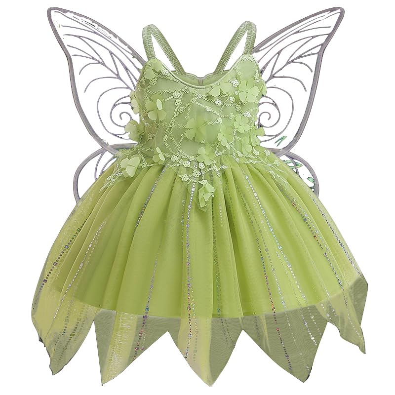 Robe Fée Fille Tulle Vert Paillettes TRIL01 - Costume Fête Enfant