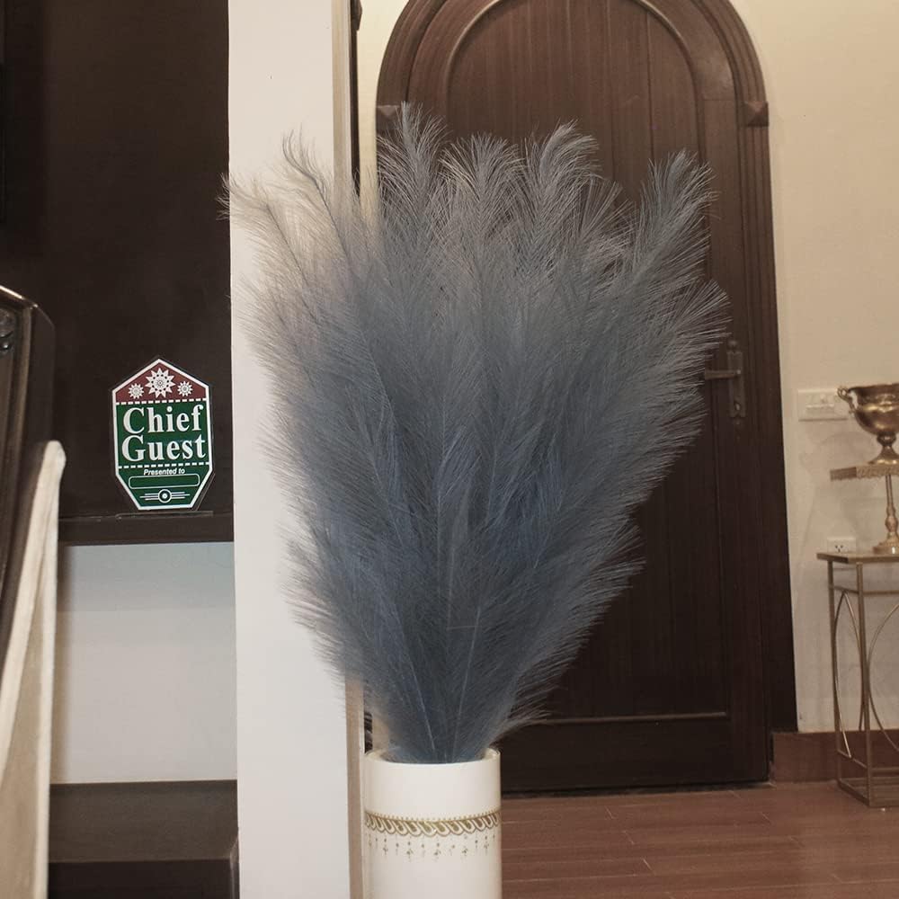6 Pcs Faux Pampas Grass Large Branches for Room Decor, 45"/115cm for Home Décor Vase Filler for Home Décor for Living Room, Bedroom, Art Studio, Party, Wedding (Light Gray)