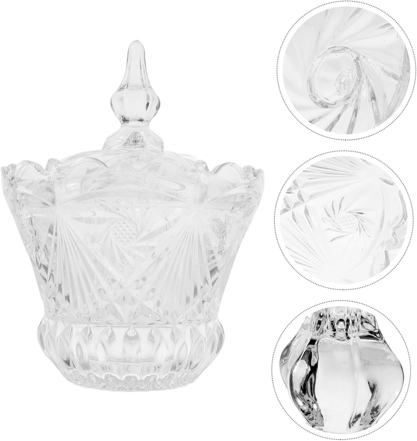 Glass Candy Bowl with Lid Elegant Transparent Storage Jar for Home Decor Kitchen Office and Special Occasions for Sweets Snacks Nuts and Treats Sturdy and Easy to Clean