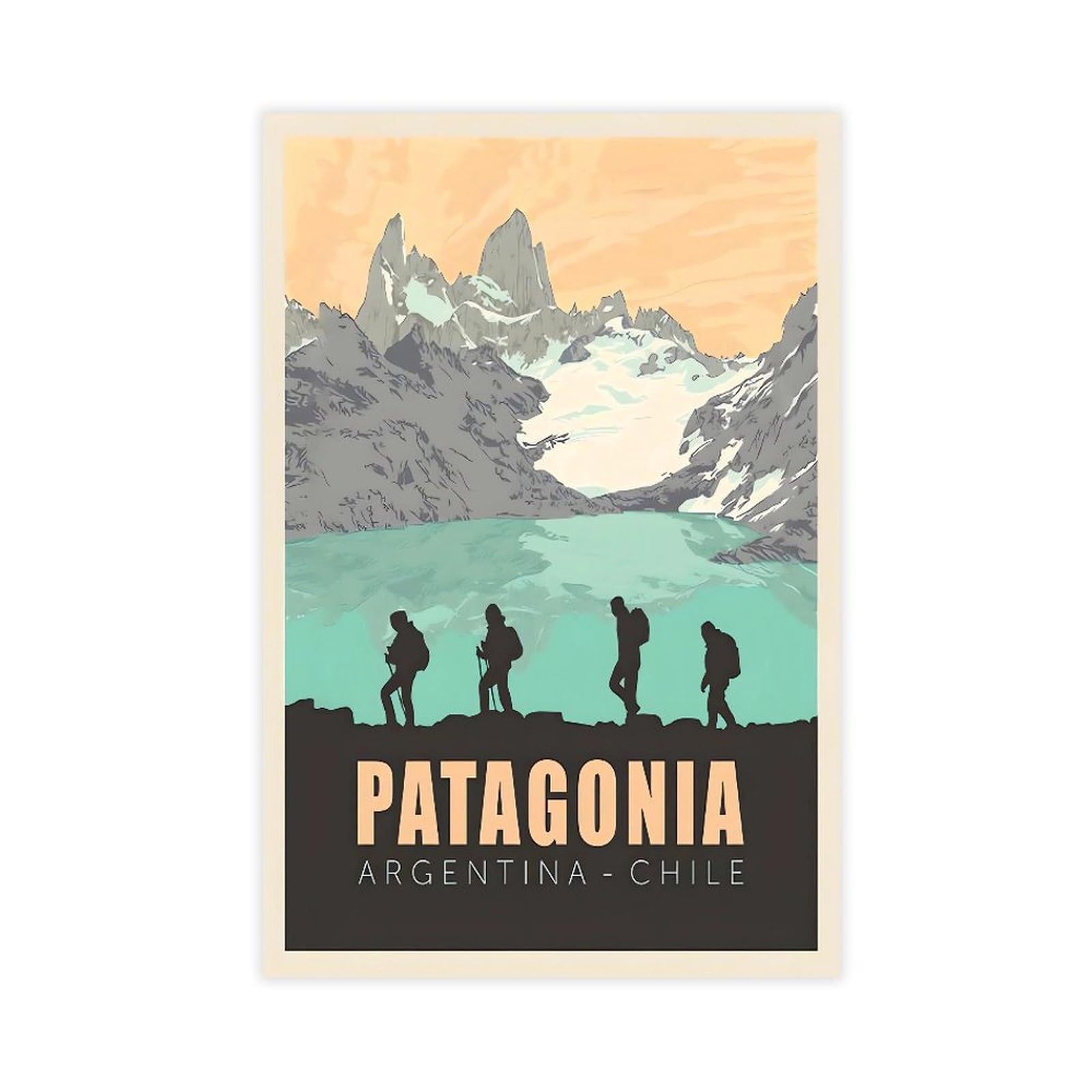 QNVJQKDSI Patagonia Argentina Chile Travel Vintage Canvas Poster Bedroom Decor Landscape Office Room Decor Gift 12" L X 18" W
