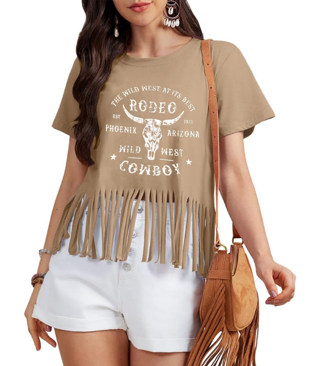  BEIDEFY Vintage Cowgirl Fringe Western Shirt for Women Short Sleeve Rodeo Country Tops
| BEIDEFY Women's Vintage Cow