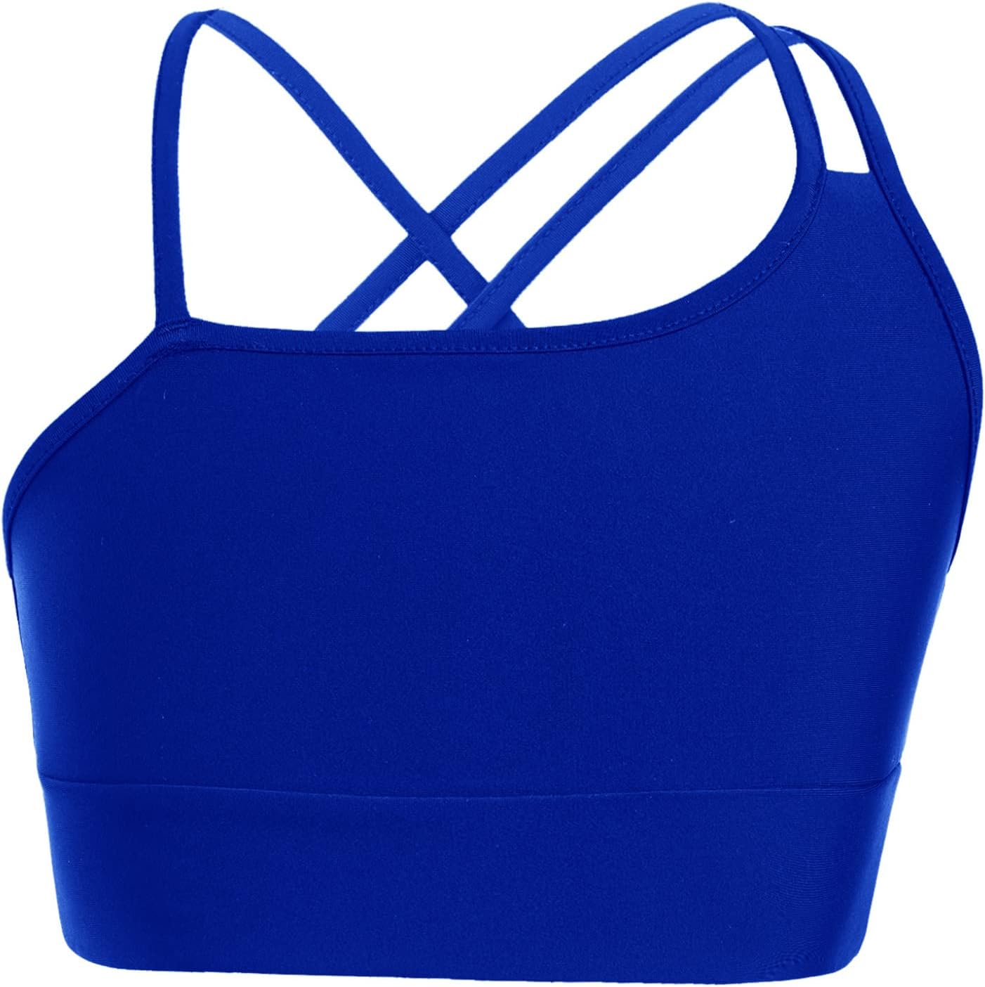 JanJean Girls Criss Cross Camisole Sport Bra Crop Top Sleeveless for Gymnastics Dance Yoga