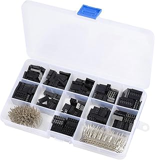 QIコネクター デュポンコネクタセット 2.54mm ピッチ オス メス ジャンパーピン 配線コネクター 使いやすい 耐久性に優れています 約620個セット 持ち運びに便利な収納ボックス付き ブラック
