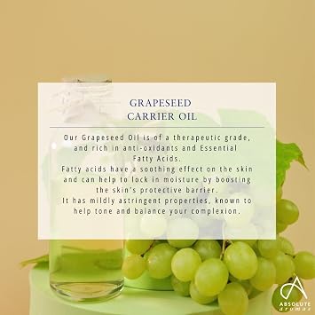 Absolute Aromas Grapeseed Oil 500ml - Pure, Natural, Vegan, GMO-Free - Massage Carrier Oil and Moisturiser for Hair, Skin, Face and Nails