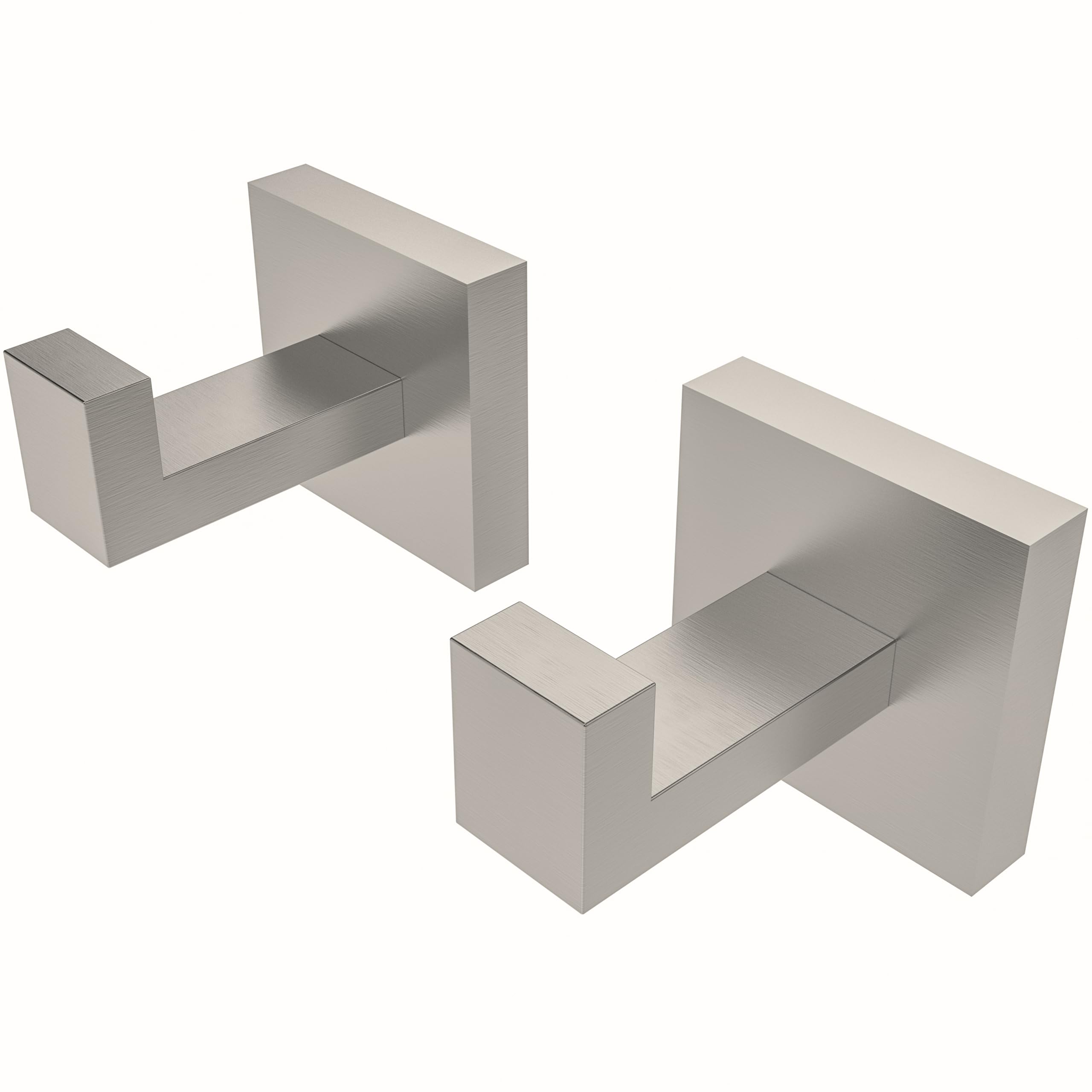 Ruacq Towel Hooks for Bathrooms, 2pcs Square Base Robe Hook, SUS 304 Stainless Steel Coat Hook Wall Mounted, Heavy Duty(Brushed Nickel)