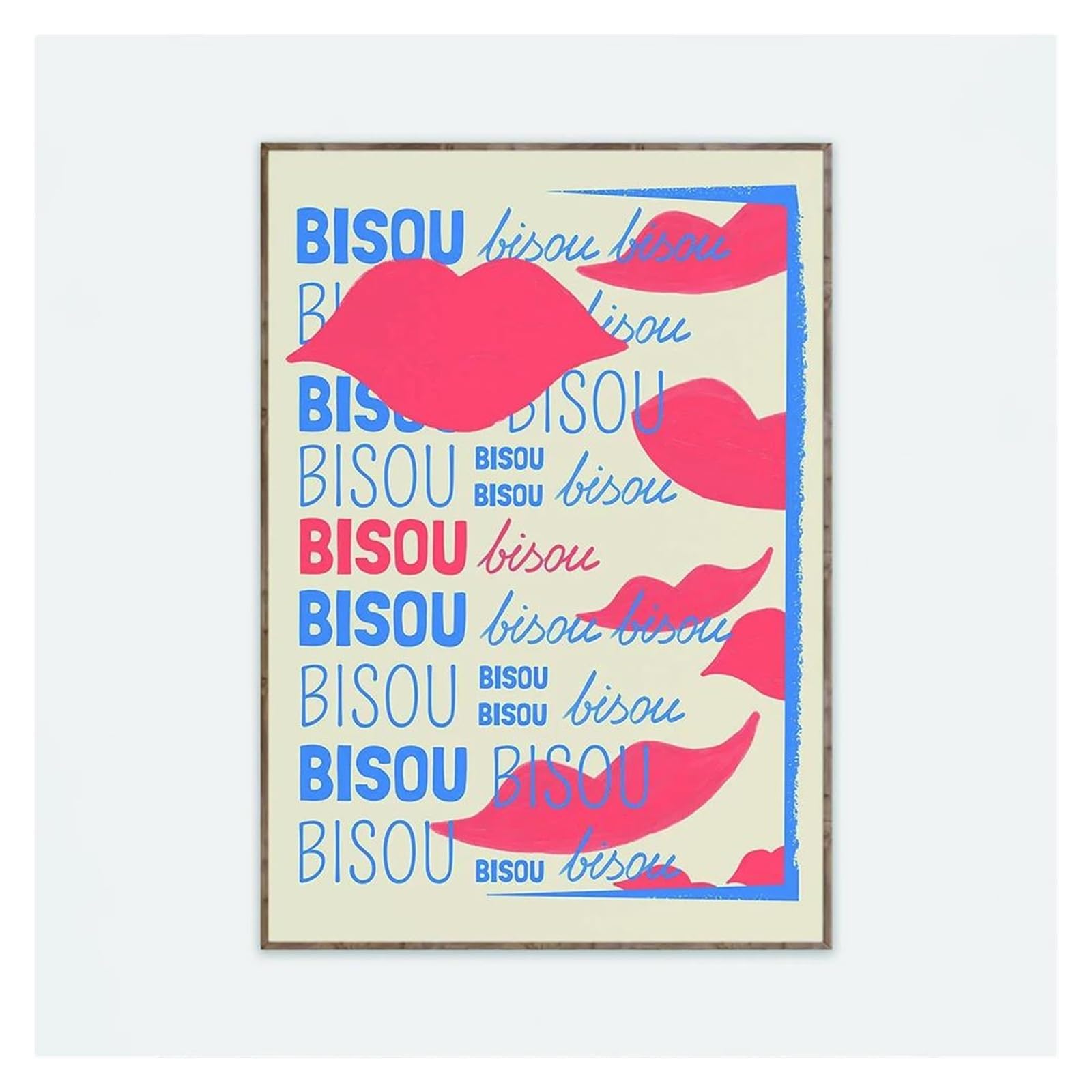 Póster de labios románticos para decorar un salón moderno con estilo francés
