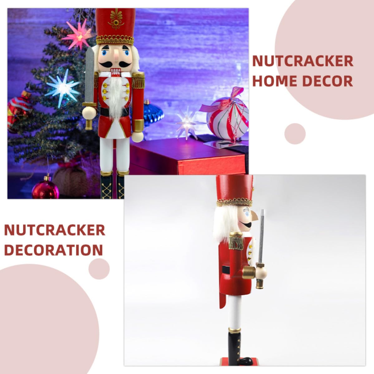 Toyvian Cascanueces de Madera Navideño Soldado para Decoración de | Figura Artesanal Delicada, Estilo, Adecuado para Navidad, Mesa y Ambiente Festivo