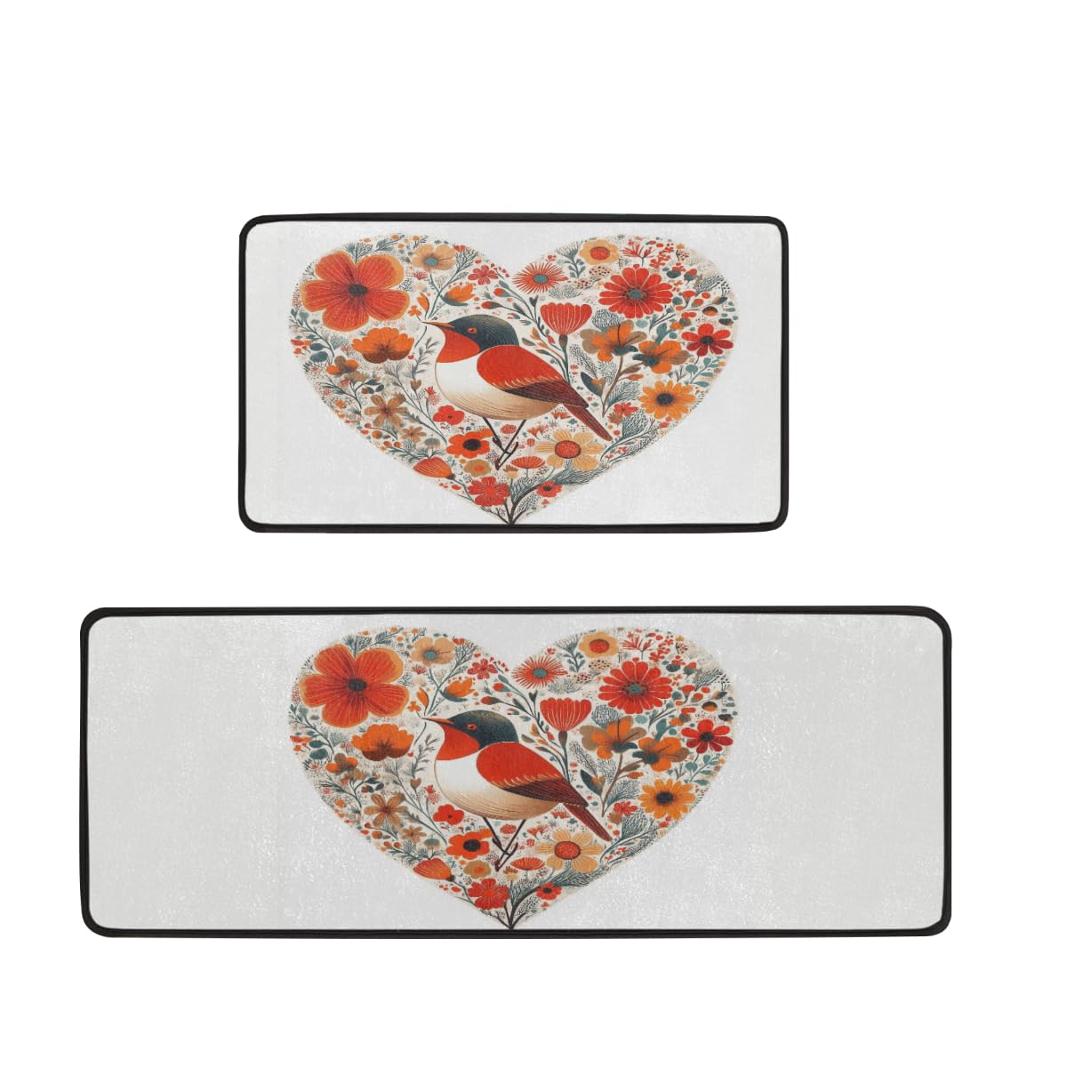 Alfombrillas de cocina cómodas para el fregadero y la lavandería con estampado de flores, 2 uds