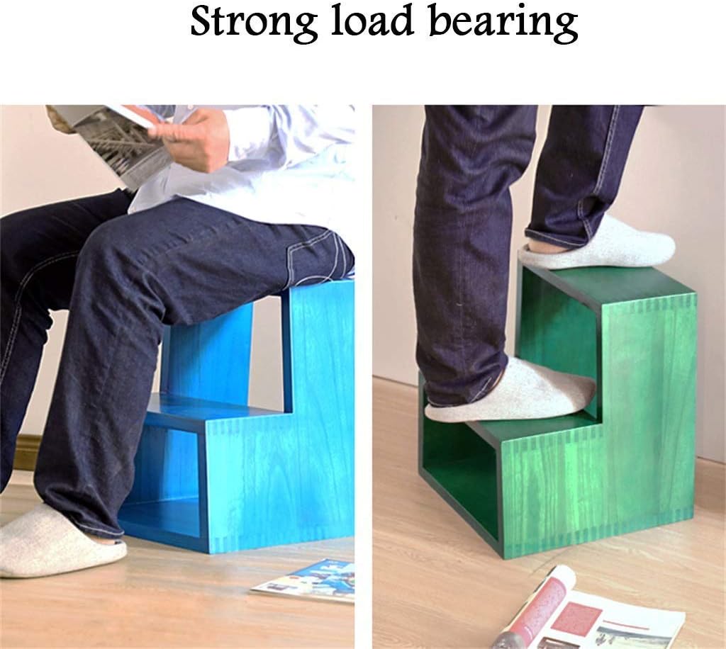 Stepladders Solid Wood Ladder Stool Multifunction Change Shoe Bench Entrance 2 Steps 150Kg Capacity (4 Colour) Folding Steps/B