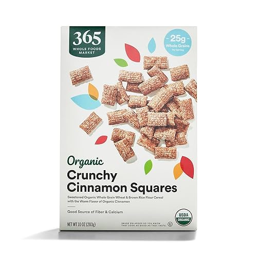 365 by Whole Foods Market, Cereal orgánico crujiente de canela en cuadrados, 10 onzas (283 g)