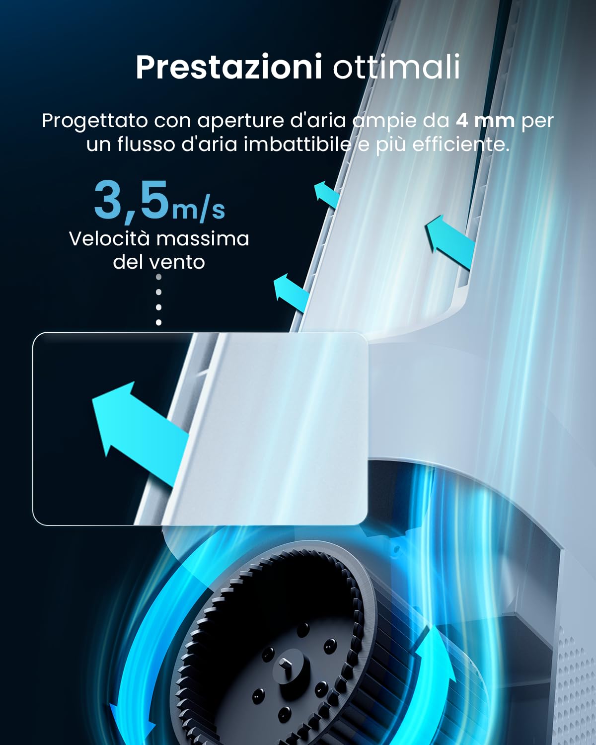 Pro Breeze OmniAir Ventilatore a Torre Senza Lama 105,6 cm con Purificatore d'Aria, Ultra Silenzioso, Telecomando, Filtro HEPA, Display LED, 10 Velocità, 5 Modalità, Oscillazione 75°