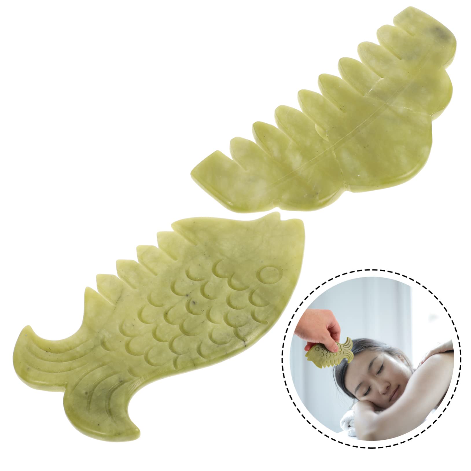Healeved Faszienkamm 6 Stk Jade Kamm Guasha-massage-tools Massagekamm Für Den Kopf Guascha Guscha Horn-schabbrett Kopfhautmassagegeräte Für Grünes Haar Planke Iastm-tool Xiuyu Anti-falten Kratzstock