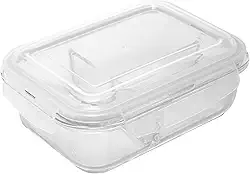 LYOR - Pote Hermético com 2 Divisórias de Vidro Borossilicato Resistente A Calor com Tampa Plástica 1L