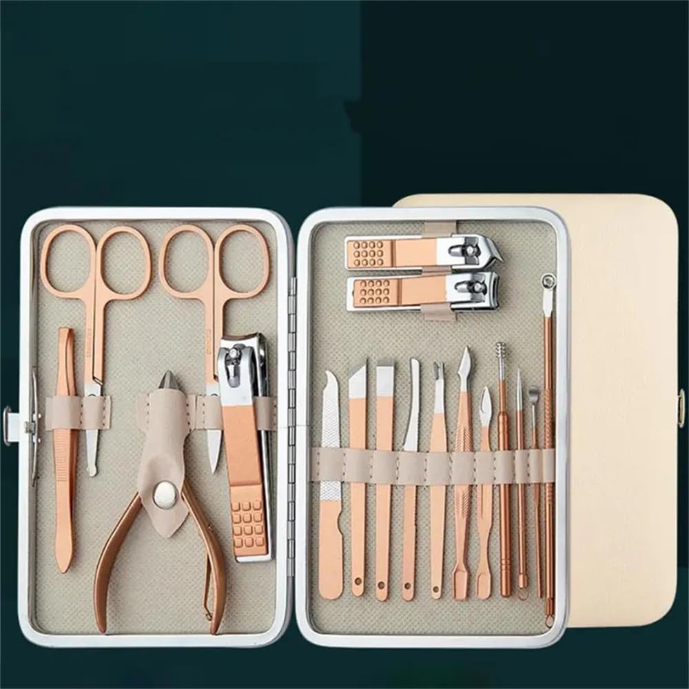 Stainless Steel Manicure Pedicure Kit Nail Foot Care PCS Nail Clipper Set,18PCS (12pcs)