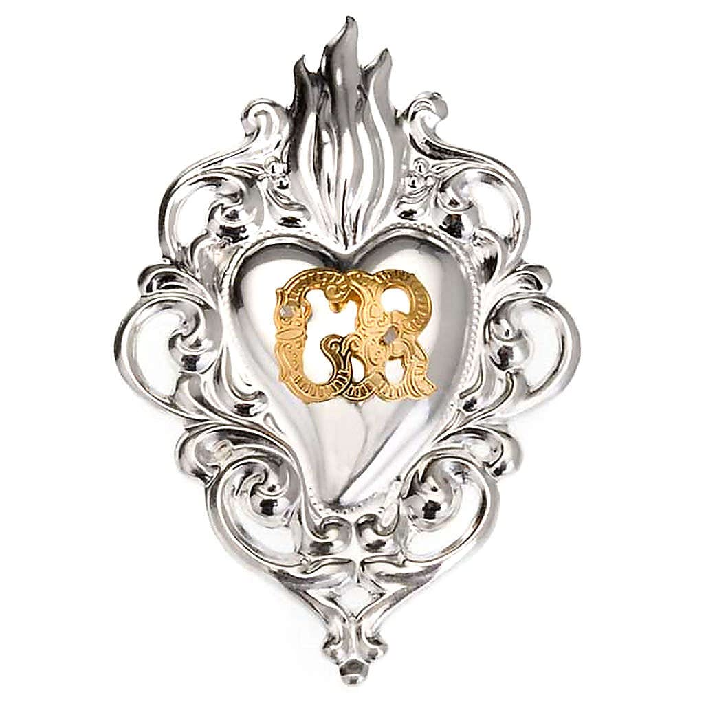 Holyart Ex-voto, Votive Heart with Flame 8x6cm, Silver