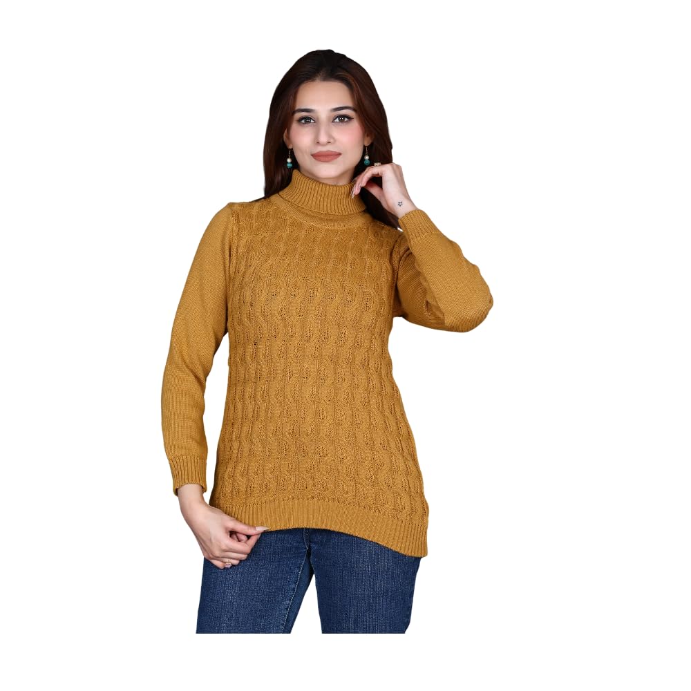 knitzy Women’s Woolen Winter Sweater Top | Warm Knitted Pullover for Casual & Office Wear – Mustard, Size L-picture-12