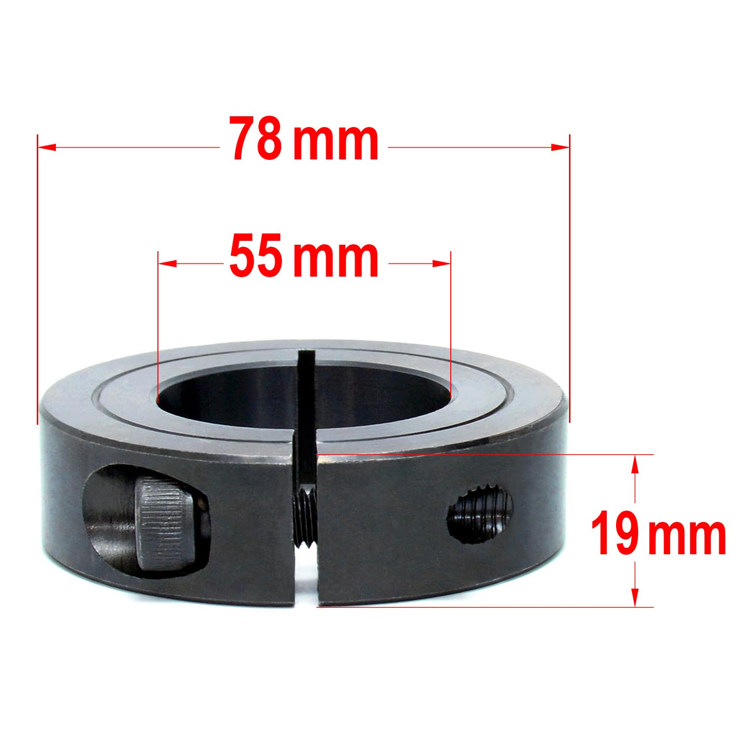 AUZHU- SCM - Metric - Steel semi-Split Shaft Collars Fixing Rings Set Collars Quick Release locating Rings Stop Ring Throat clamp Snap Ring Retaining Ring Clamping Elements Size: ID 55 mm - OD 78 mm