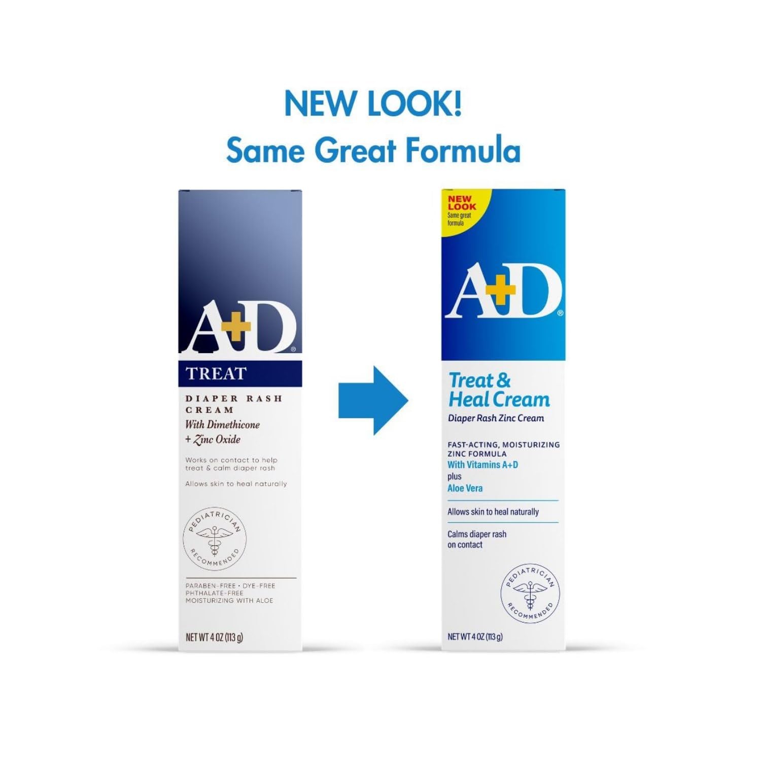 A+D Diaper Rash Cream Zinc Oxide, 4 Ounces each (Pack of 3)