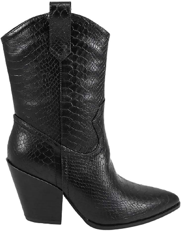 Mata Shoes Cowboy Boots, Western Cowgirl Ankle Boots with Chunky Block Heels for Women, Fashion Dress Boots