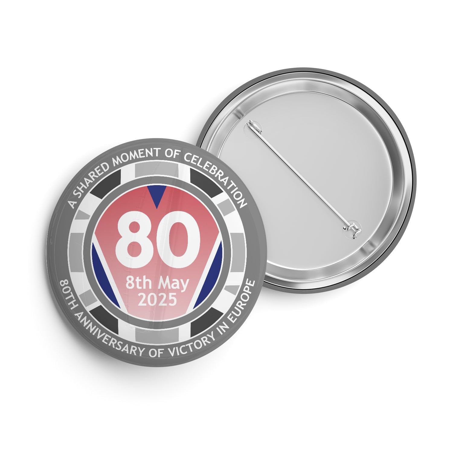 VE-Day 80th Anniversary Standard Badge Design 3 - Special Edition, Size 40