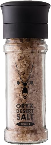 Oryx - Molinillo de sal de desierto ahumado Alternativa de sal marina gourmet, sal natural del desierto de Kalahari sin refinar 3.52 onzas