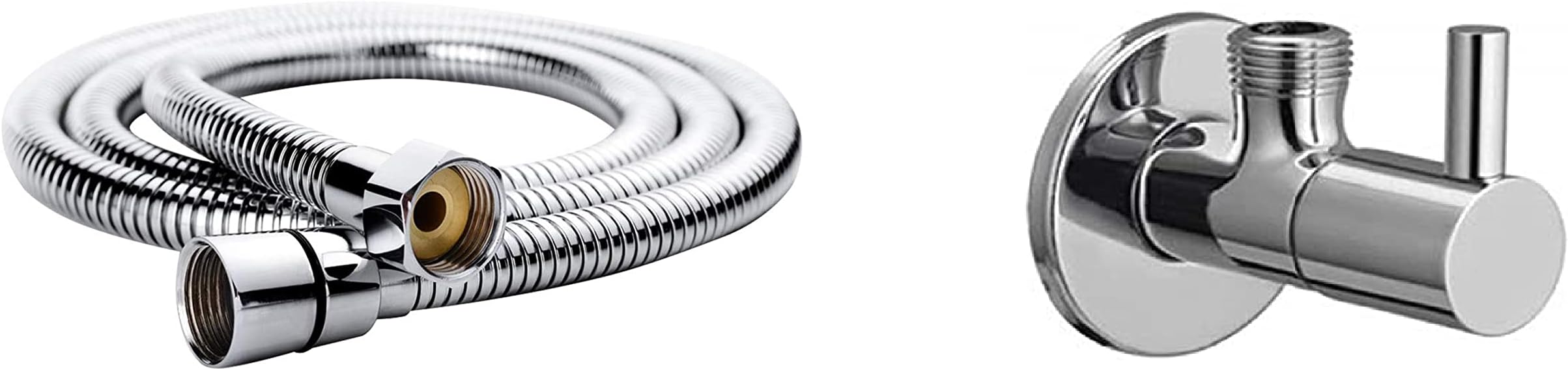 JAGGER Flexible Shower Hose Pipe (1 Meter) With Angle Valve, Stainless Steel Double-Buckle Hand Shower Tube, Health Faucet Tube for Bathroom, Flexible Tube, Faucet Pipe for Toilet (Pack of 1)