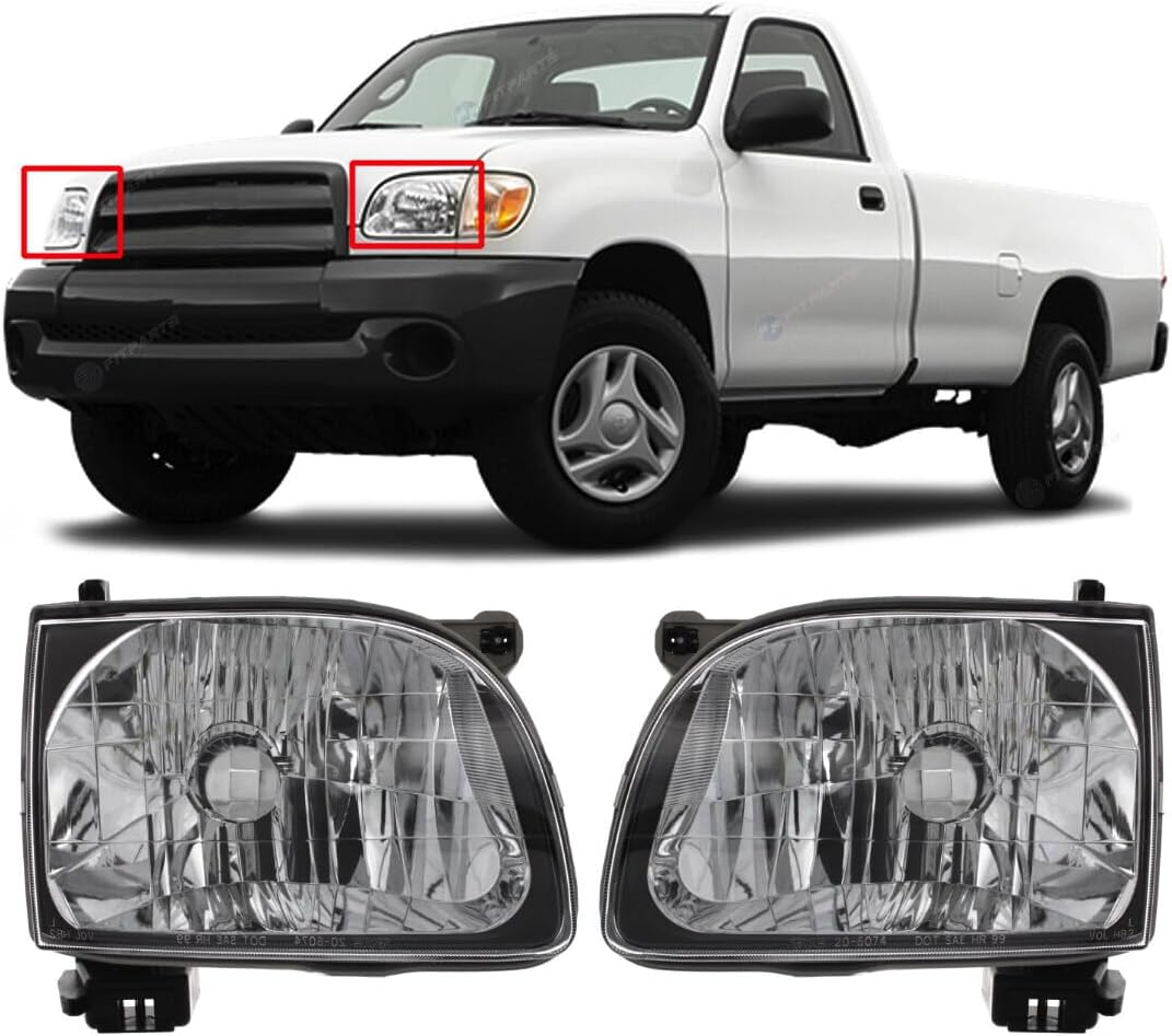 FitParts Compatible With Driver and Passenger Pair/Set Halogen HeadLight Assembly Toyota Tacoma 2000-2004. New, Waterproof TO2502129 TO2503129