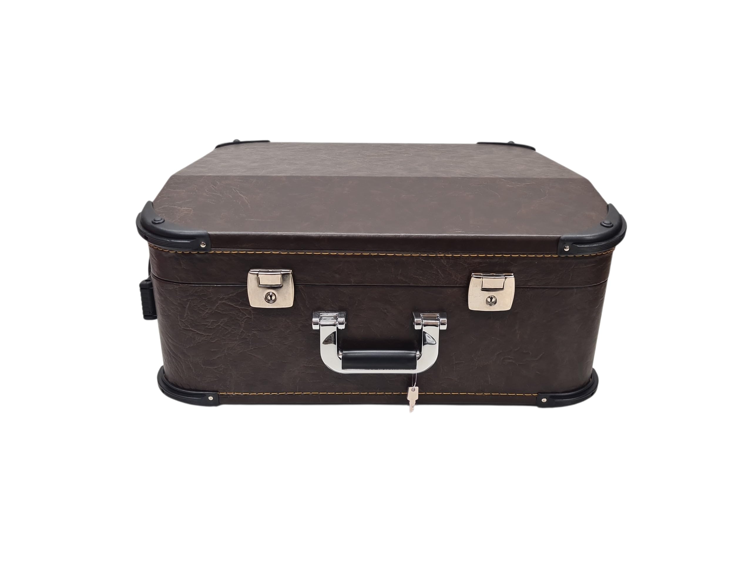 Generisch WoidBua Premium Akkordeonkoffer Trolley Braun 96 Bass Akkordeon Koffer 52x50x25 cm abschließbar Plüschpolster Rollen Griff Stabiler Holzkern Kunstleder Schutzkoffer inkl. Schlüssel