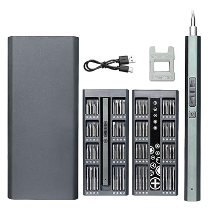 EFAITHFIX Electric Screwdriver Set, 66 In 1 Cordless Mini Power Precision Screwdriver Kit with 66 Bits, Rechargeable Portable Magnetic Repair Tool Kit with LED Lights for Phone Laptop Watch Jeweler