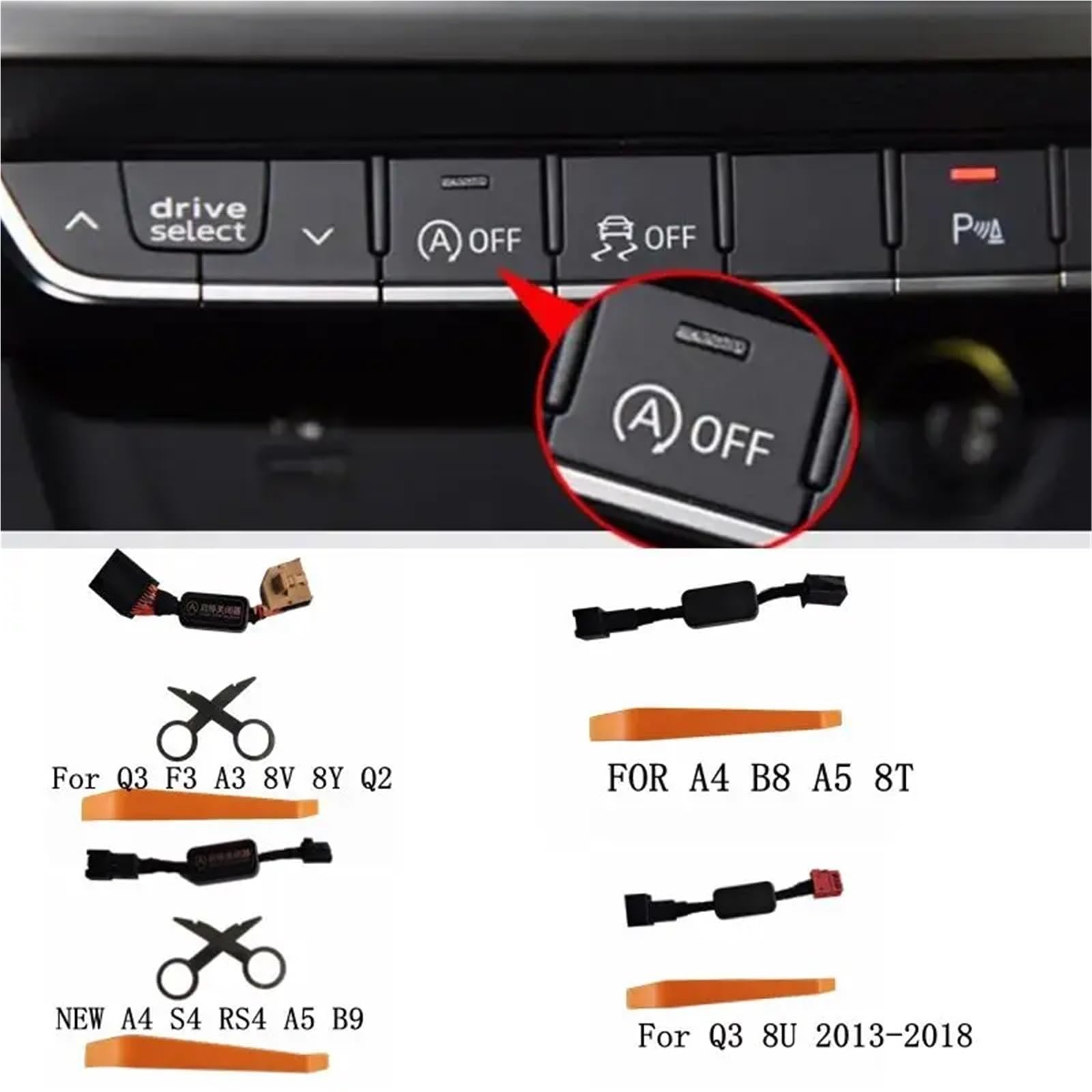 Samochód Automatyczny System Zatrzymania Startu Silnika Wyłącz Urządzenie Kontrolne Czujnik Pasuje Do Audi A4 B9/A5 F5/A3 8V/Q5 FY/Q3 8U F3/Q2 Wyłącznik zapłonu samochodu(For Q5 FY 2017-2023)
