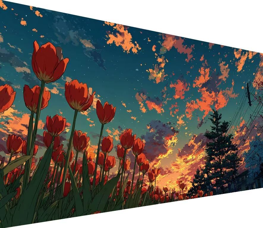 Peinture Diamant Fleur 60x120cm Décoration Salon Broderie Diamant