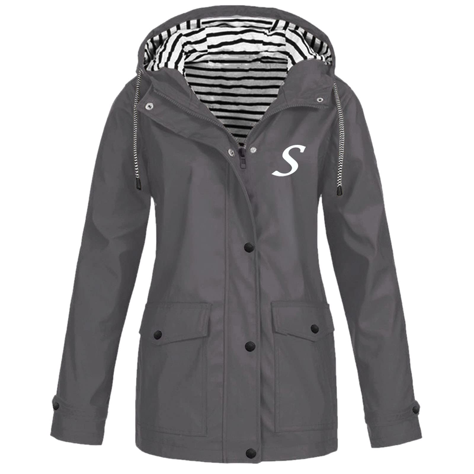 Giacca Da Donna In Tinta Unita Esterno Taglie Forti Con Cappuccio A Tenuta Stagna Antivento Cappotto Maniche Lunghe Coulisse Pelliccia Cerata Per Pioggia Impermeabile Giallo Antipioggia