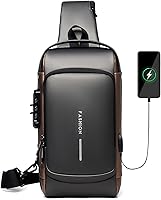 Vista 7 de FANDARE - Bolso de hombro para negocios, bolsa de pecho antirrobo con USB