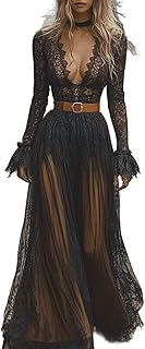 Western Cowgirl Dress for Women Sexy Lace Deep V Neck Long Sleeved Large...