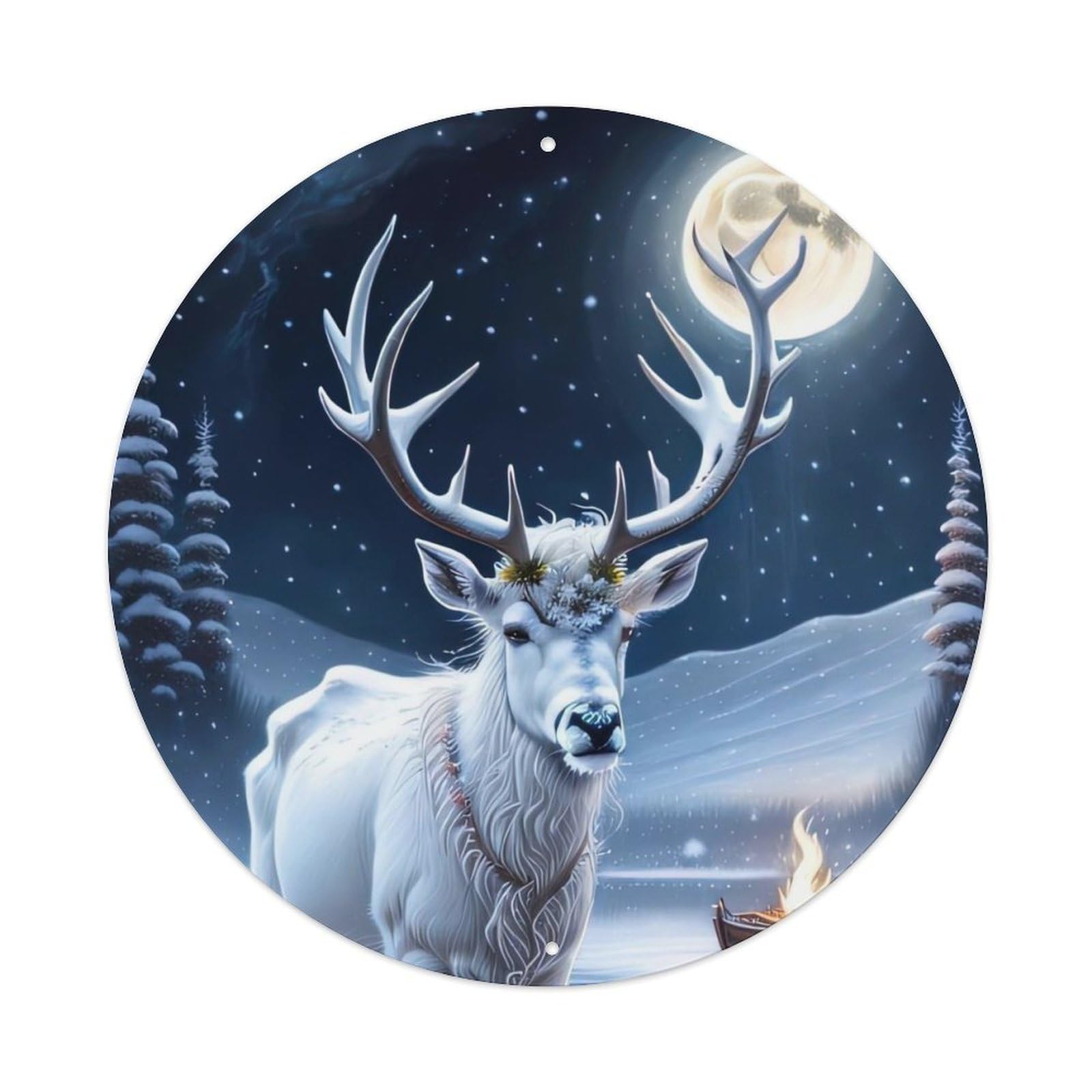 Animal Artwork Deer in Boat Vintage Metal Tin Sign Plaque Wall Decor for Cafe, Club Bar, Office, Garden Metal Poster 8x8Inch