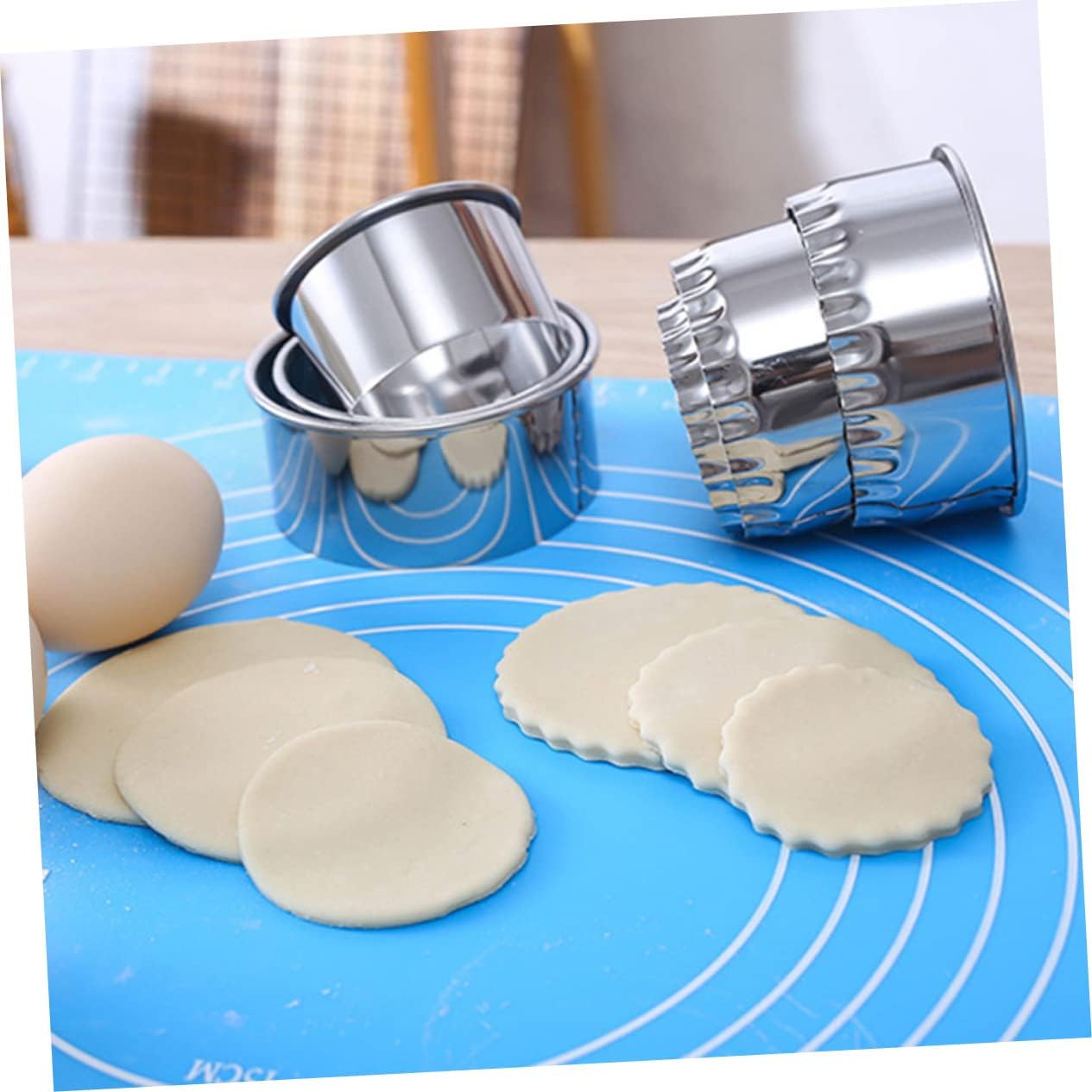 6pcs Stainless Steel Dumpling Wrapper Mold Set Round Teeth Shape Easy Cutting Sealing for Homemade Meat Dumplings